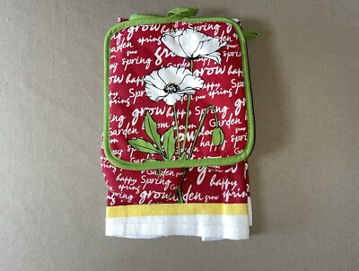 Spring Lavender Kitchen Set - Oven Mitts, Pot Holders, Dish Towels In Purple Flower Design, Perfect For Baking & Cooking Gifts