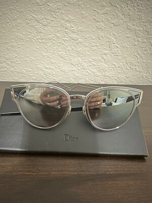 CHRISTIAN DIOR SCULPT Palladium Silver Mirrored Cat Eye Metal