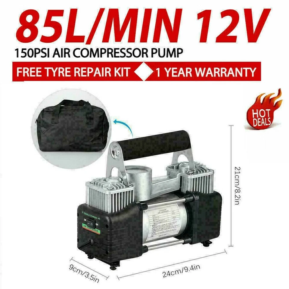 Potente bomba de compresor de aire inflador de neumáticos de automóvil para automóvil camioneta motocicleta SUV bicicleta Foto 4 de 4