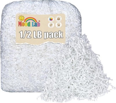 Crinkle Cut Paper Shred Filler - 1/2 LB White - Shredded Cut Paper for Basket