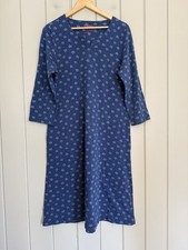 Gudrun Sjoden Dress M Medium Flowers Dots Blue V-Neck Midi Stretch Knit