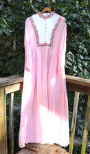 Vintage 60's 70's Pink Bridesmaid Dress Women's Gown Maxi Dress
