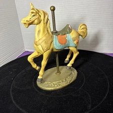 VINTAGE CAROUSEL UNICORN HORSE ON BRASS STAND