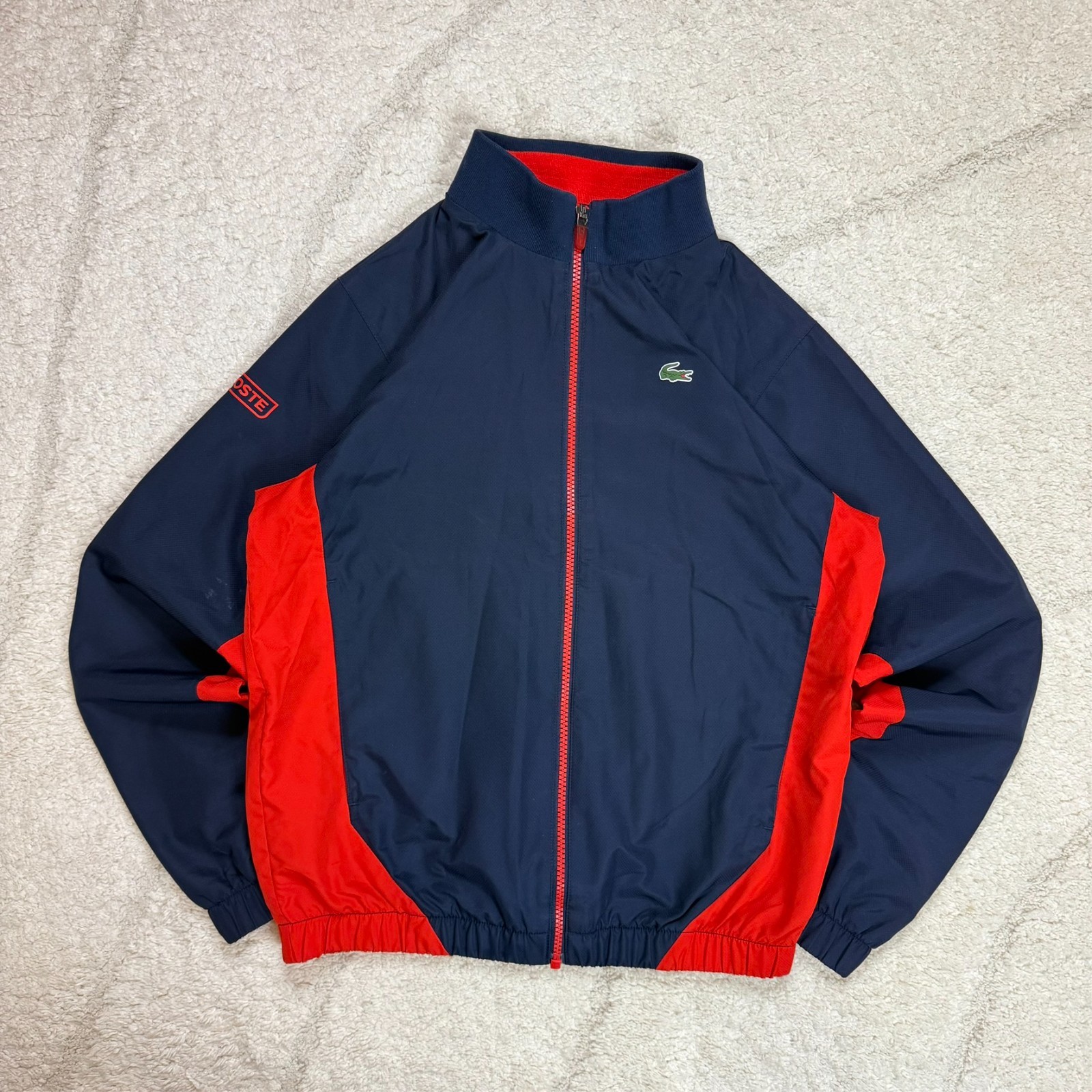 VTG Lacoste Sport 00s Red Navy Shell Jacket & Bottoms Sz 14 Years Tracksuit Set image 3