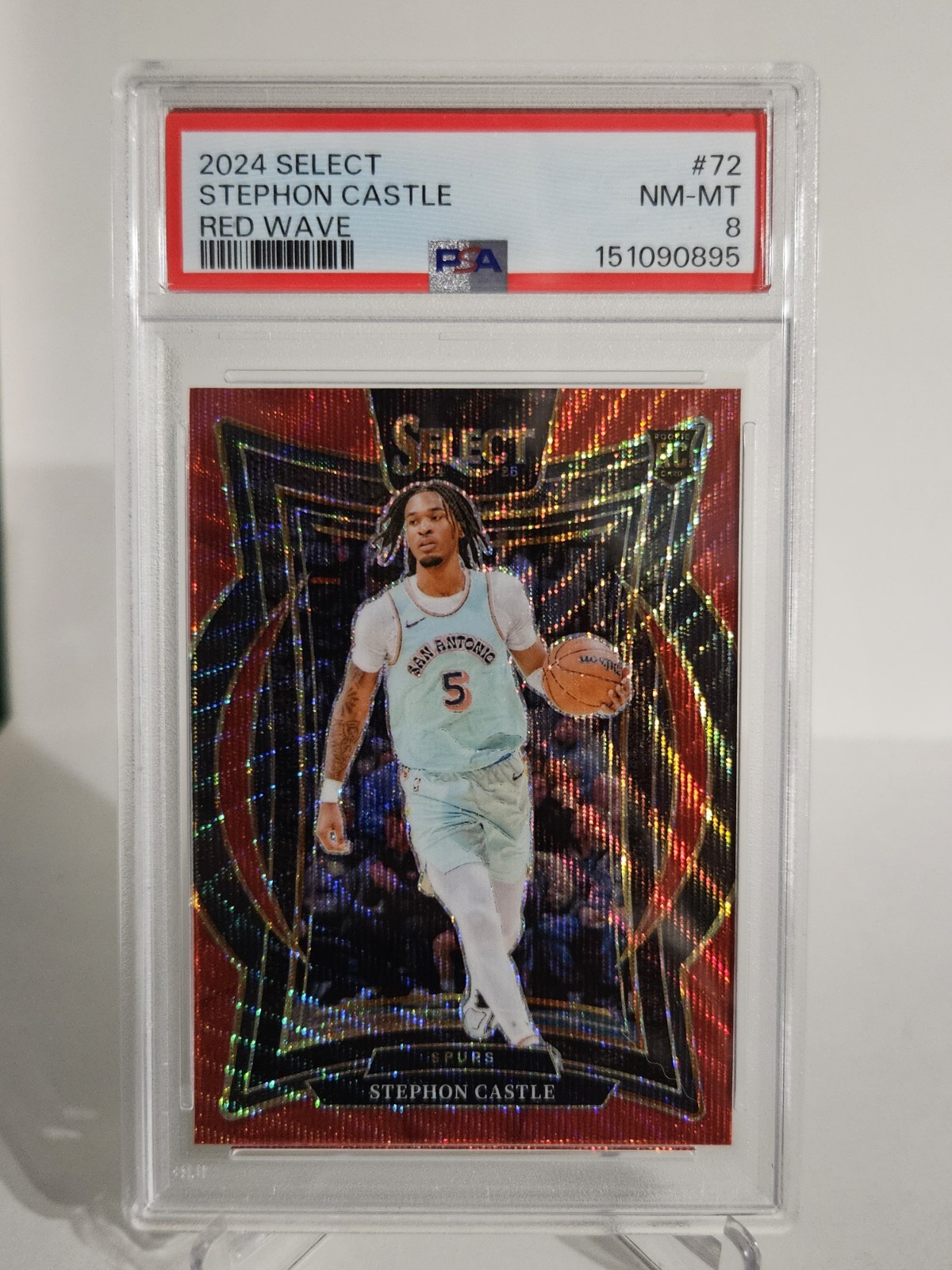 2024-25 Select Concourse Stephon Castle #72 Red Wave Prizm (RC) PSA 8 Pop 6