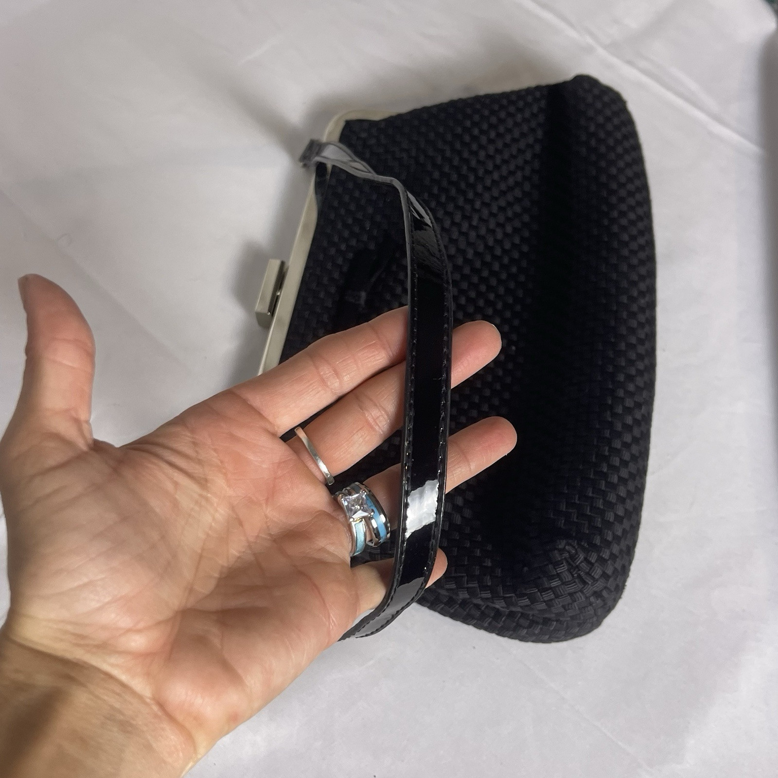 Vintage The SAK Black Clutch With Bow Handbag Purse