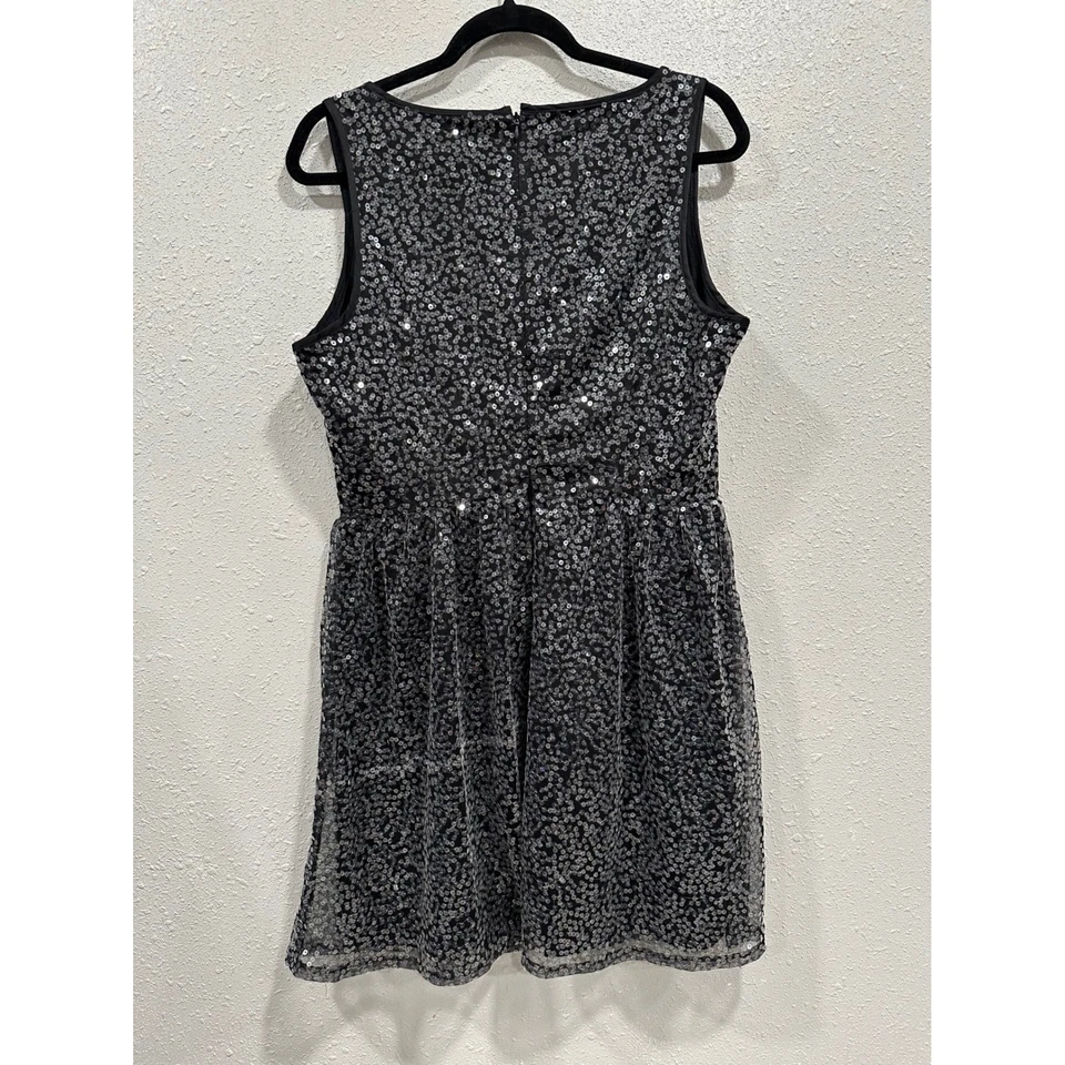 Vestido Mac + Jac XL Sin Mangas Negro Plateado Lentejuelas Brillante Fiesta Cóctel Foto 2 de 4