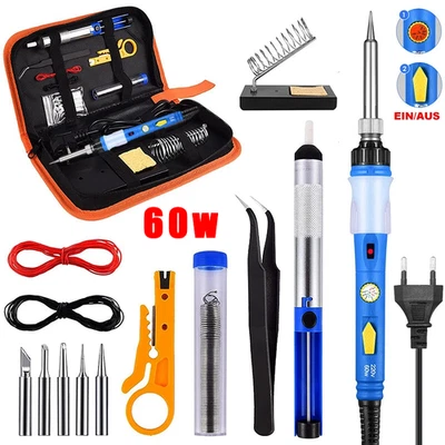 CISIVIS 60W Lötkolben Set Soldering Iron Kit Temperatur Einstellbar Entlötpumpe Lötdraht