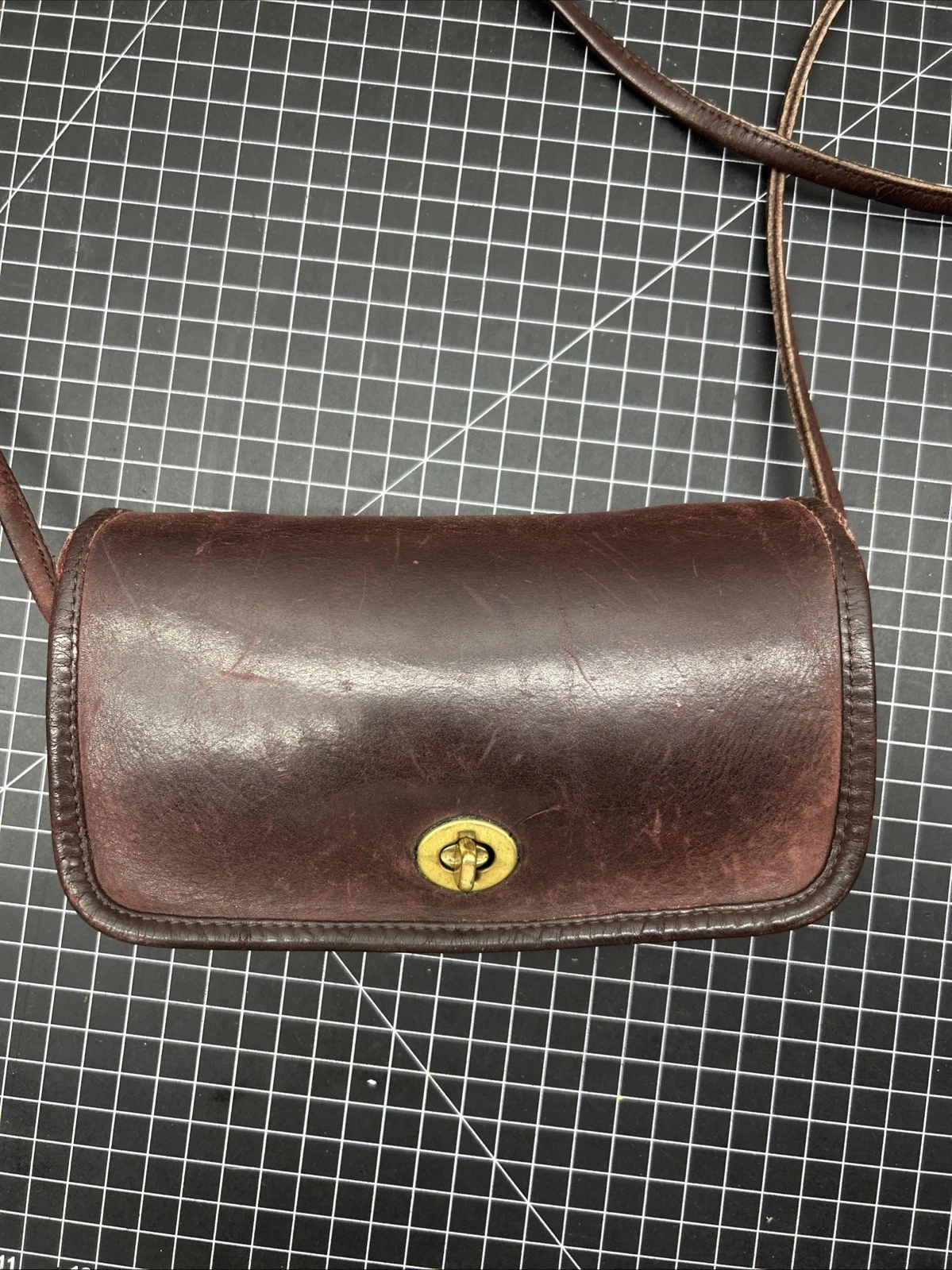 RARA borsa a tracolla Coach vintage anni 70 pelle marrone SM Dinky made in New York