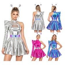 Women Costume Nightclub Cosplay Back Invisible Zipper Alien Time Traveler