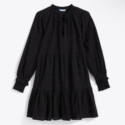 #ad Draper James Connie Long Sleeve Mini Babydoll Dress in Black Pane Plaid Size XXL $39.99