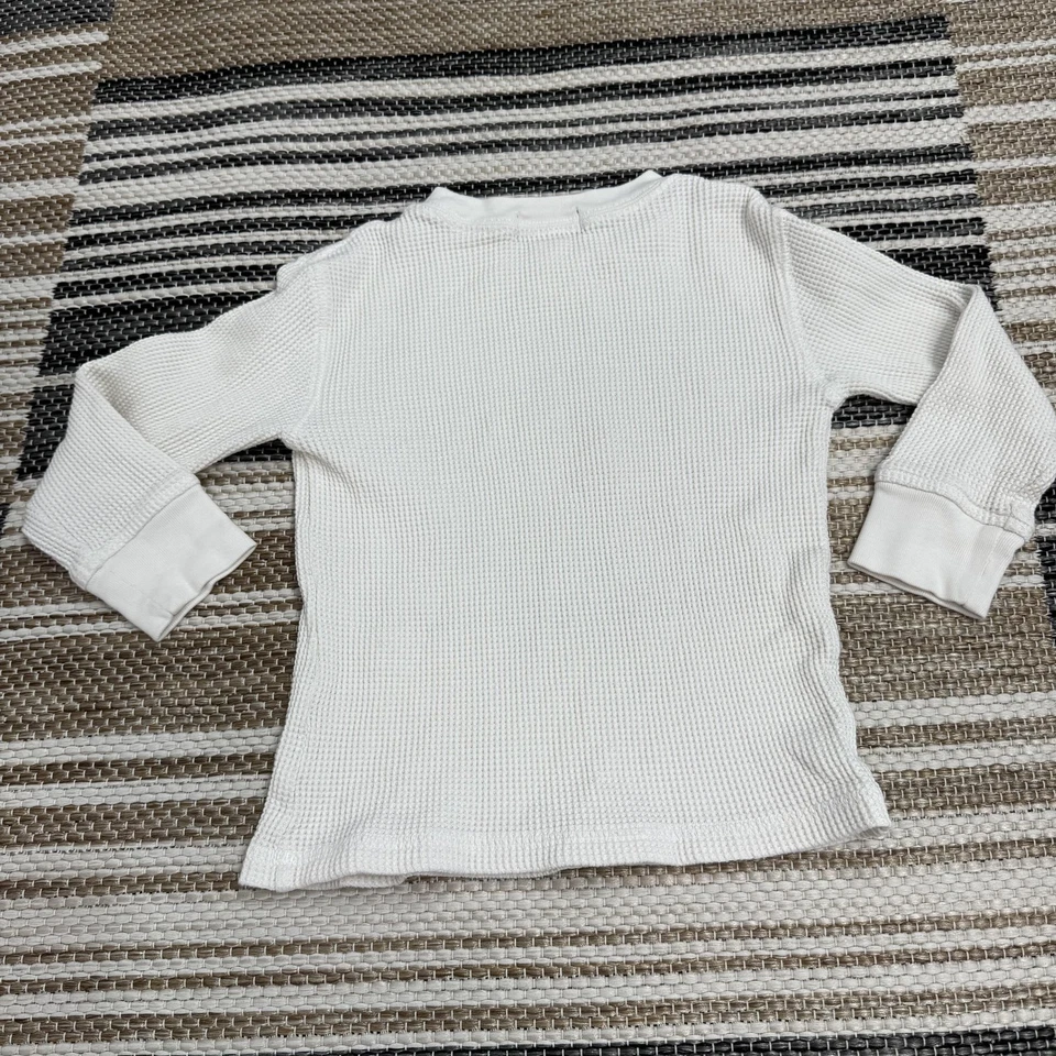 Camisa Polo Ralph Lauren Niño Pequeño 3T Crema Térmica Tejido Gofre Manga Larga Gráfico Foto 3 de 4