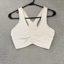 Alo Yoga Wild Thing Sports Bra Womens Small White Ruched Racerback Gym Workout