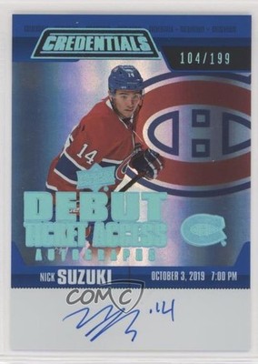 2019 Credentials Debut Ticket Access Autos 104/199 Tier 1 Nick Suzuki Auto bs5