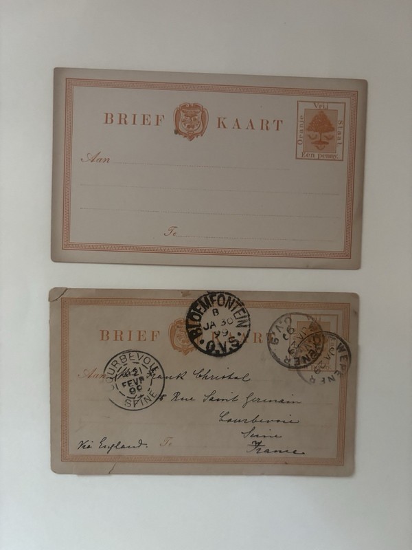 Netherlands 1 Cent Postal Stationery Briefkaart Cards (2) 1890s Used Duplex