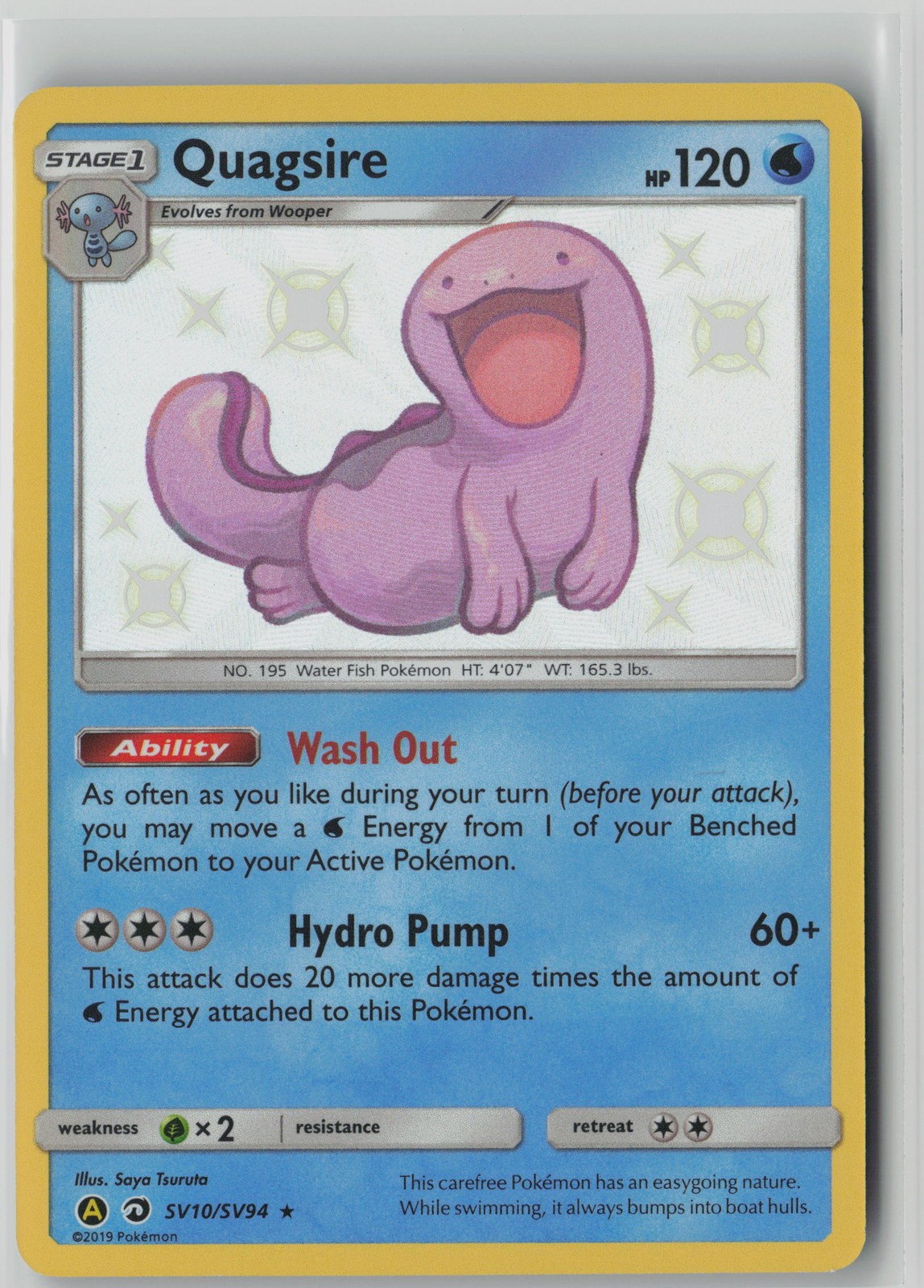 Quagsire Shiny Holo Rare Hidden Fates: Shiny Vault SV10/SV94 NM
