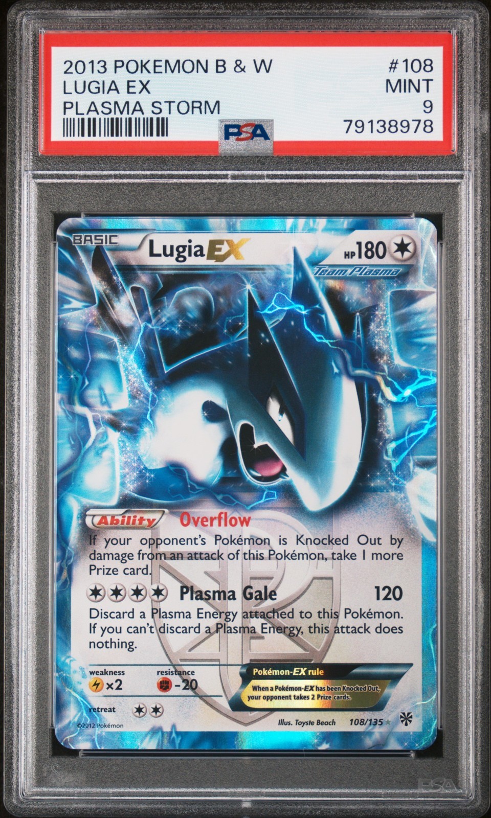 Lugia EX 108/135 Plasma Storm Ultra Rare PSA 9 Mint Pokemon Card