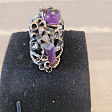 Vintage handgefertigter Sterlingsilber Amethyst Ring 9
