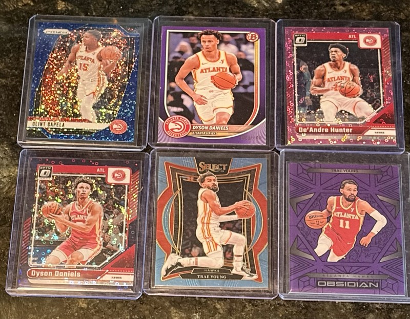 2025 Atlanta Hawks Lot Of 6 Cards Hunter /25 Young /75 /299 Daniels /99 Capela