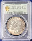 1898 $1 Morgan Dollar ~ PCGS UNC Detail Altered Surface - Anniversary Holder