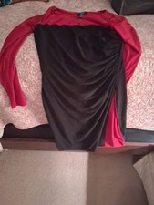 Chaps Black Dress With Red Portio
