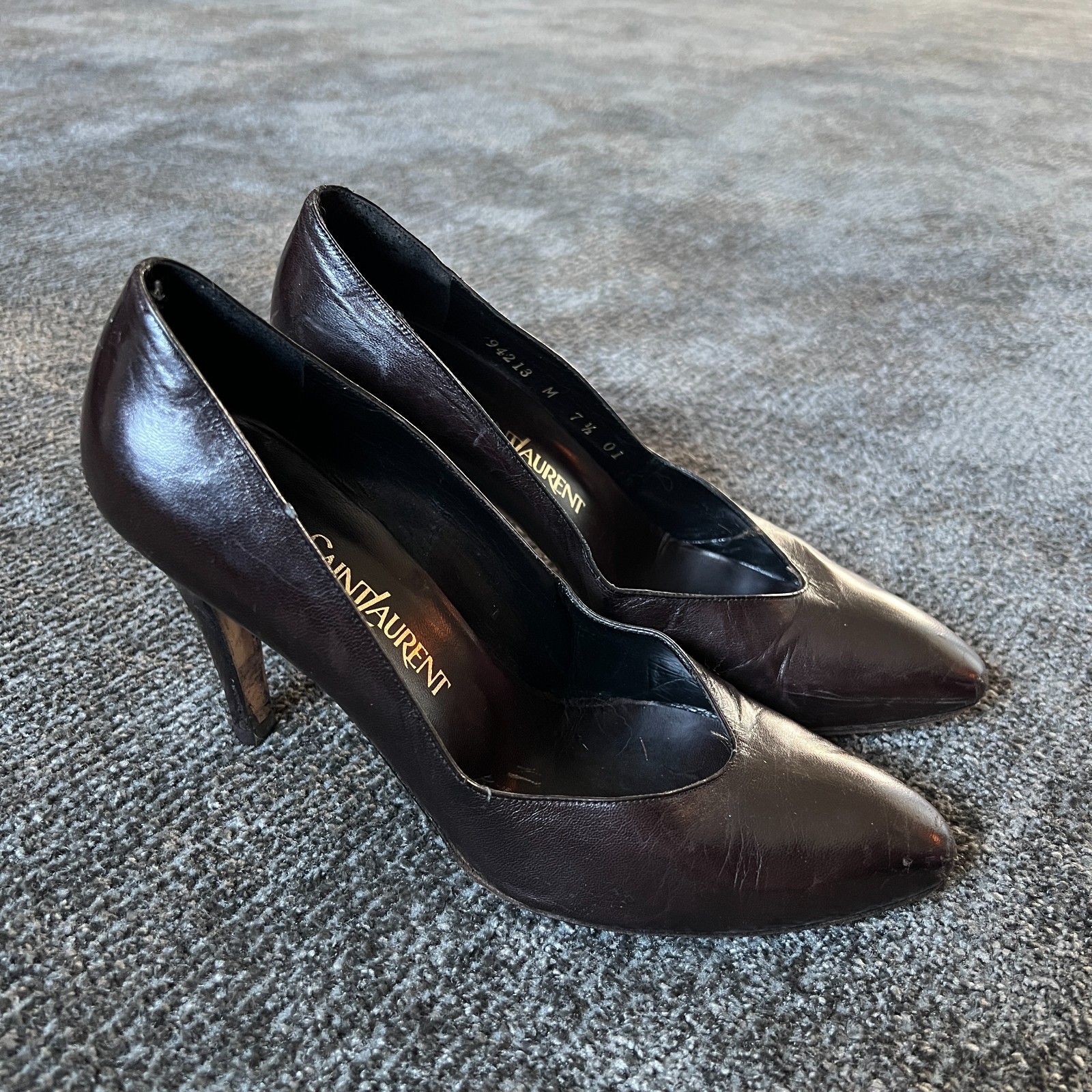 Yves Saint Laurent décolleté vintage in pelle marrone cioccolato misura 7 5