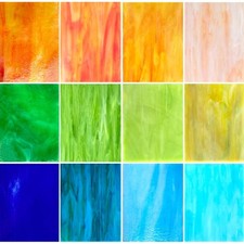 ILLUCKAI 12 Sheets Stained Glass Sheets Orange Green Blue Colors, 4 x 6 inch Cat