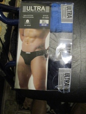 ULTRA DYNAMIC -3 Pack Men's Cotton Bikini Brief Underwear - Assorted Colors  XL