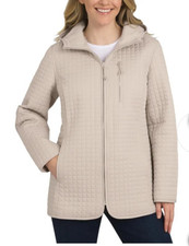 NWT Lands' End Women's Adjustable Hood Quilted Jacket Tan Size S