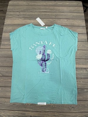 Santa Fe New Mexico Womens Tee Shirt Medium By Camp David Aqua Blue Lightweight