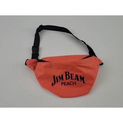 Jim Beam Peach Fanny Pack Neon Orange Black Zip Adjustable Straps NWOT
