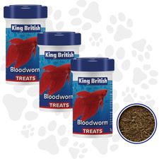 3 x King British Bloodworm Fish Treats 7g | Natural Protein for Fish & Turtl