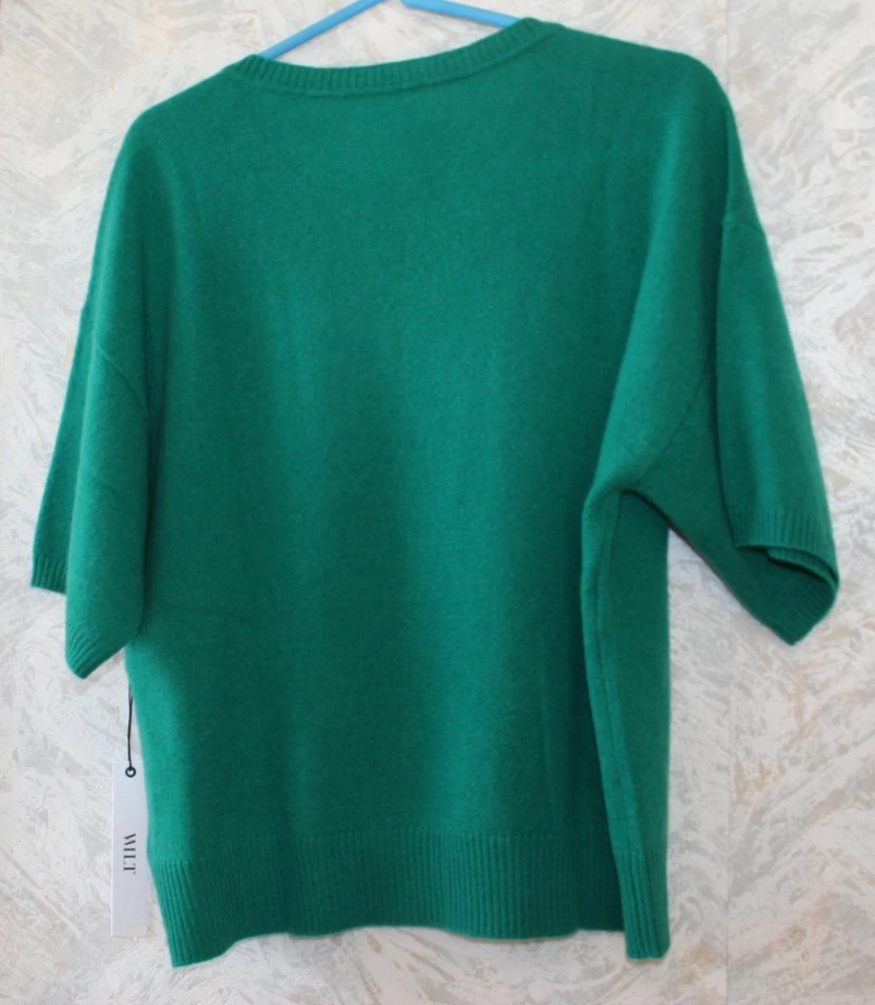 Suéter Pullover WILT 100% Cachemira Tejido Grande Verde Esmeralda Mangas Cortas Nuevo con Etiquetas Foto 2 de 2