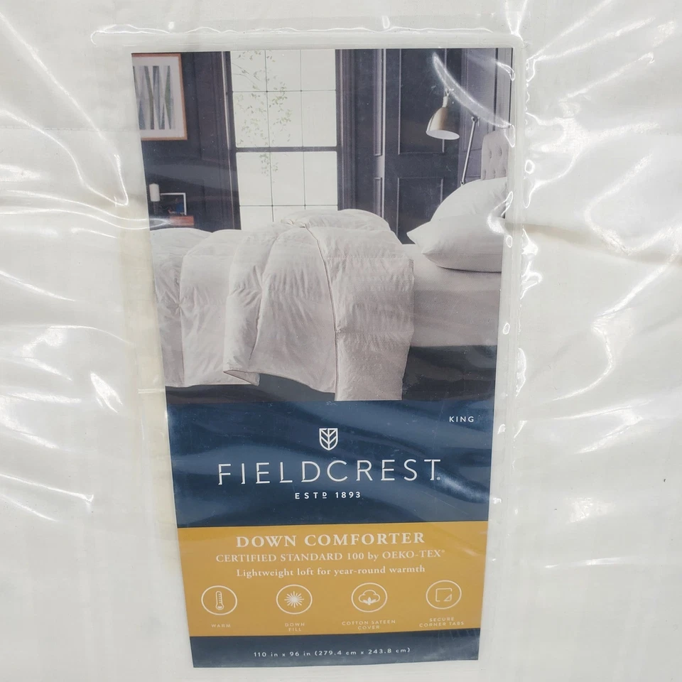 Fieldcrest King Lightweight Loft Duck Down Comforter White Corner Tabs New - Image 4 of 4