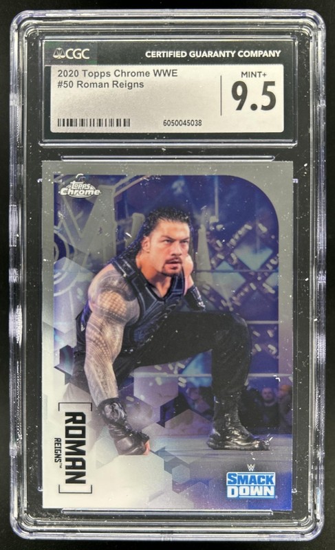 2020 Topps Chrome WWE Roman Reigns #50 CGC 9.5 MINT+