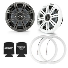 Speaker Package - Pair of Kicker 45KM654 6.5 Marine Coax with Pair of 6.5 Led Li