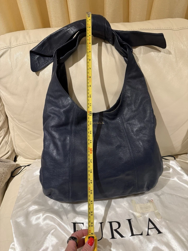 Bolso de Hombro Furla Cuero Genuino Azul Marino - Hecho en Italia Foto 4 de 4