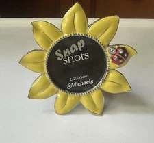 Studio Decor Metal Enamel Sunflower Ladybug Mini Picture Frame 2" × 2" Snap Shot