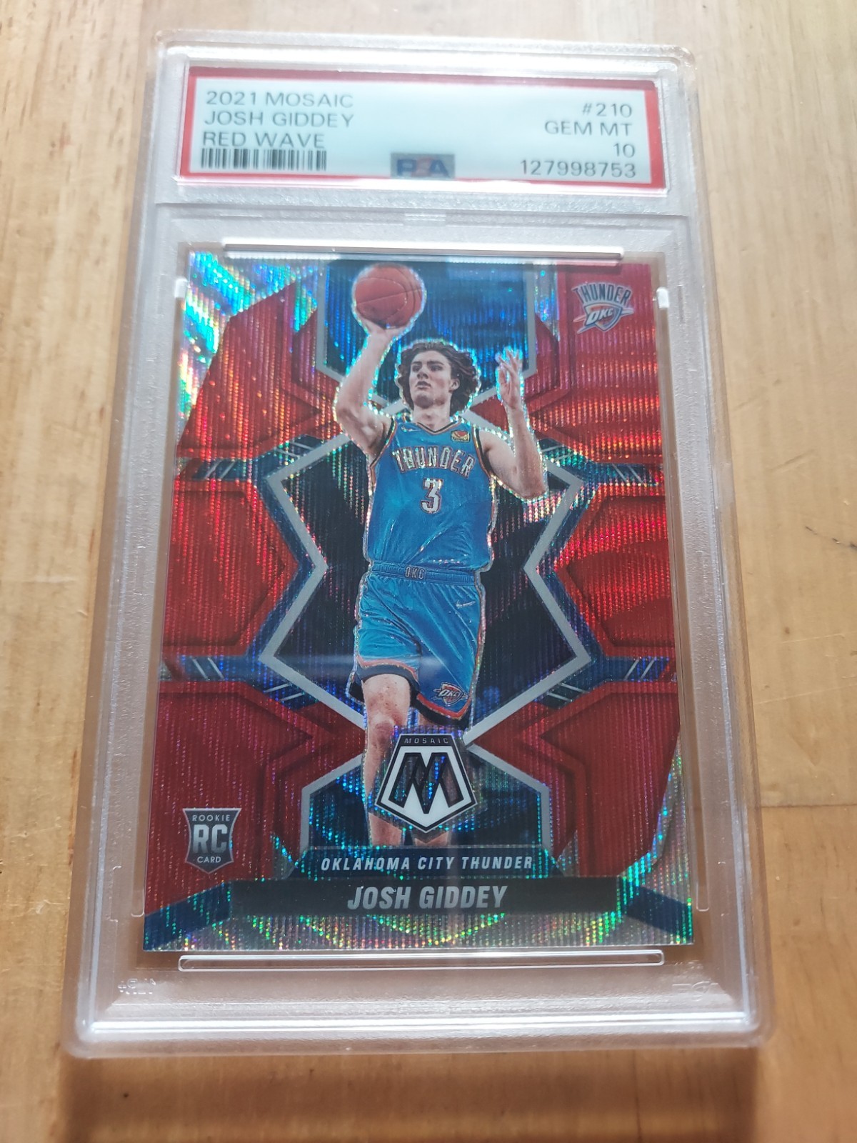 2021 Panini Mosaic Red Wave Prizm #210 Josh Giddey Thunder RC Rookie PSA 10