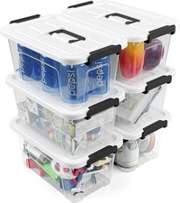 Plastic Storage Bins With Lids 6 Pack Storage Organizer Bins, 7 Quart Stackab...