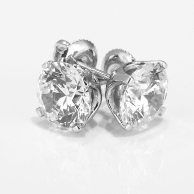 4 1/2 Karat Solitär Diamant Ohrstecker Rundschliff F/SI2 14K Weißgold