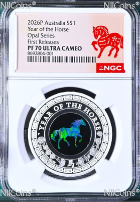 #ad 2026 Australia OPAL LUNAR Year of the HORSE 1 oz Silver Proof Coin NGC PF70 FR $469.99