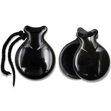 Semi-Professional Flamenco Jale Spanish Pollopas Castanets, Black Plastic