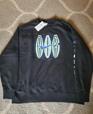 New Nike NSW Air Swoosh Crew Neck DN5157-010 Black Sweatshirt Men's Size XL