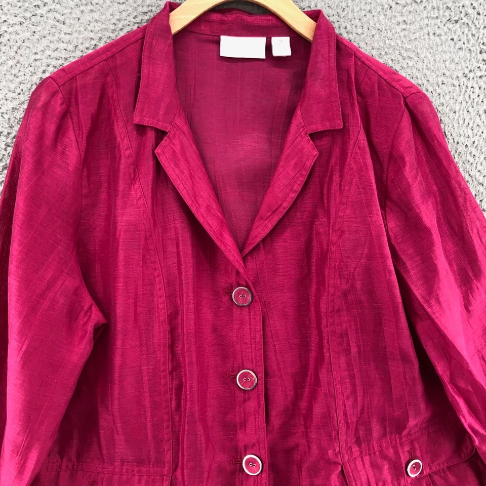 Blazer Chicos Mujer 2 EE. UU. Grande Mikhalia Rosa Caliente Mezcla de Lino Manga 3/4 Oficina Foto 2 de 4