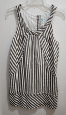 Maeve Anthropologie Women's Sleeveless Lined Mini Dress Gray/White Striped Sz 0