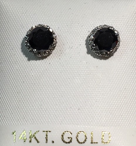 1.71 CT. BLACK AND WHITE DIAMOND 14K WHITE GOLD EARRINGS - Picture 9 of 9