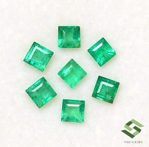 3.50 mm Natural Emerald Square Cut Lot 07 Pieces 1.44 CTS Calibrated Loose Gems - Picture 7 of 11