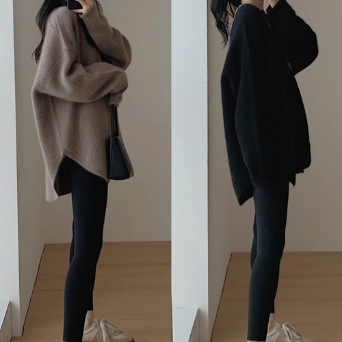 Mujeres Suéter Cinturado de Largo Medio Pullover Prendas para el torso Color Liso Mangas Largas Suaves - Imagen 9 de 17