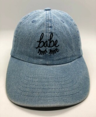 Babe Blue Denim Cap Hat Women Adjustable Blue 100% Cotton
